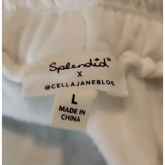 Splendid Womens White Joggers Large Lounge Wear Elastic Waist Pockets Straight - Picture 2 of 7